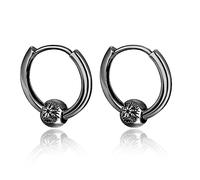 Orecchini vichinghi in argento Sterling 925, stile hip hop, neri, punk rock, vichinghi, orecchini a cerchio per uomini e donne (Odino)