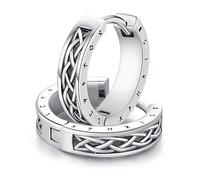 Orecchini vichinghi Orecchinis Nodo celtico in Argento sterling 925 e Orecchini runa nordica, Cerchio Ipoallergenici Gioielli Regalo per Uomo e Donna