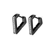 Orecchini vintage a cerchio in argento acciaio inox a forma triangolare/quadrata/losanga con zirconia cubica per uomo fidanzamento gioielli, Style 6, Acciaio inossidabile, Zirconia cubica