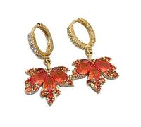 Orecchini vintage a foglia d'acero rosso per le donne temperamento cristallo strass gocce per le orecchie lunghe nappe orecchio gioielli festa data notte ornamenti