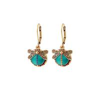 Orecchini vintage a forma di libellula con pietra di luna, placcati in oro, stile bohémien, con pietre preziose, farfalla, insetti, animali, chic, viola, con strass, orecchini pendenti a monachella