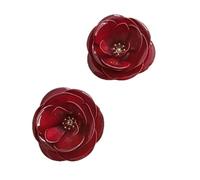 Orecchini vintage a forma di rosa rossa da donna, orecchini a perno con fiore 3D, 4,5 cm, in lega, per feste, matrimoni e spose