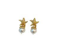 Orecchini vintage a forma di stella marina con placcatura in oro vero(Studearrings)