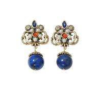 Orecchini Vintage Con Fiori Di Iris Lazzuli, Orecchini Pendenti In Stile Barocco Europeo Da Donna, Orecchini Dorati Placcati In Rame Pesanti, 2,5x4,9 Cm