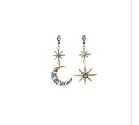 Orecchini Vintage con Stella e Luna-Orecchini a Goccia Asimmetrici Blu Regali Eleganti Gioielli Celesti per la Festa Appuntamento e Regalo