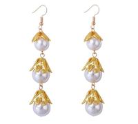 Orecchini vintage da donna a forma di fiore con perle, orecchini a goccia con perle, gioielli eleganti per matrimoni, feste, ufficio, accessori rinascimentali