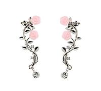 Orecchini vintage da donna a forma di ramo di rosa con strass, gioielli per le orecchie, dorati, creativi, di squisita fattura, durata e attrazione