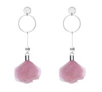 Orecchini vintage da donna, orecchini pendenti da donna Boheme rosa argento sterling S925 perla cerchio con perline con velo 76 x 8 mm