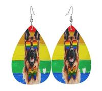 Orecchini vintage in pelle con cane da pastore arcobaleno LGBTQ Pride, decorazione per abbigliamento, adatti per feste, festività e vita quotidiana.