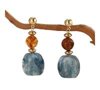 Orecchini vintage in stile francese e urbano-Orecchini eleganti con perline blu e marrone smerigliati Gioielli alla moda per la festa regalo di vacanza per lei