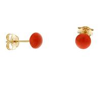 Orecchini vintage mezza sfera di corallo montatura in oro giallo 18 kt chiusura perno e farfallina gioielli donna oro giallo