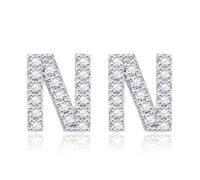 Orecchini Vintage Orecchini Orecchini a chiodo Zirconia Argento 26 Lettere per Donna Festa Della Mamma Gioielli, N, Rame, Zirconia cubica