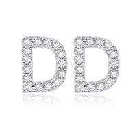 Orecchini Vintage Orecchini Orecchini a chiodo Zirconia Argento 26 Lettere per Donna Festa Della Mamma Gioielli, D, Rame, Zirconia cubica