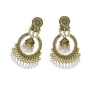 Orecchini Vintage Perle Simulate Nappe Cadute Orecchino Partito E Gioielli Formali Per Le Donne Il Campanello Di Fiore Boemia Sono Adatto, Taglia unica, come descritto