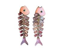 Orecchini vintage smaltati a lisca di pesce con gemme colorate, gioielli da donna, divertenti orecchini regalo per tutti i giorni e feste