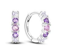Orecchini viola Hapour da donna e - Orecchini a cerchio in argento sterling 925 con zirconi rosa viola, dimensioni piccole, orecchini leggeri alla moda ipoallergenici