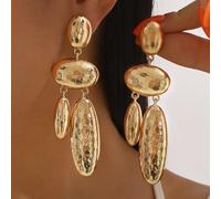 Orecchini vistosi con texture geometrica per donne, orecchini a goccia pendenti di moda in oro 14K, vintage, estetica minimalista, gioielli alla moda per l'autunno, Medio, Ottone, Non pietra preziosa