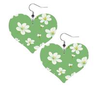 Orecchini White Flowers Green1 Confortevoli Orecchini Pendenti Lunghi Leggero Ciondolo Orecchio Per Mamma Festa Vacanze