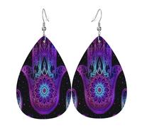 Orecchinis Da Donna Culture Hebrew Hamsa Art Evil Eye Confortevoli Orecchini Donna Pendenti Stampa Waterdrop Di Orecchino Di Cuoio Per Festa Mamma Vacanze