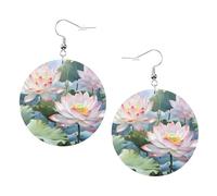 Orecchinis Da Donna Pink Lotus Flowers Confortevoli Orecchini Donna Leggero Waterdrop Di Orecchino Di Cuoio Per Vacanze Decorazioni Mamma