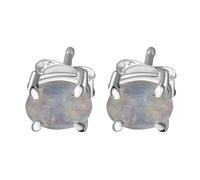 Orecchino a bottone con rara pietra di luna naturale 8x6mm | realizzato in argento sterling 925, placcato argento | forma ovale, solitario sfaccettato, stile minimalista per unisex |LK_VSTD_0793