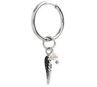 Orecchino a cerchio con ala e perla pendente