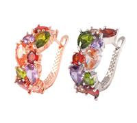 Orecchino A Cerchio In Oro Rosa, Elegante Rame Antiscivolo, 2x3x0,4 Cm, Orecchino Di Multicolore In Argento Sterling, Orecchini Con Pietre Preziose Multiple, Design Ergonomico, Per Le Sue Do