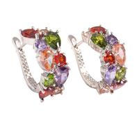 Orecchino A Cerchio In Oro Rosa, Elegante Rame Antiscivolo, 2x3x0,4 Cm, Orecchino Di Multicolore In Argento Sterling, Orecchini Con Pietre Preziose Multiple, Design Ergonomico, Per Le Sue Do