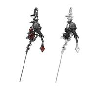 Orecchino a forma di animale gotico scuro estetico con rosa e nero corvo bastone clip in lega per, Medio, Metallo, Nessuna pietra preziosa