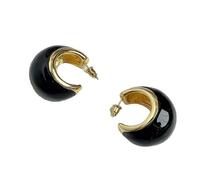 Orecchino a forma di C in smalto retrò francese(Black 1PC)