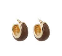 Orecchino a forma di C in smalto retrò francese(Brown 1PC)