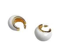 Orecchino a forma di C in smalto retrò francese(White 1PC)