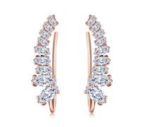 Orecchino a forma di conchiglia e perle finte floreali, Rame/zirconia cubica/imitazione conchiglia/perla d'imitazione, Zirconie sintetico Perla