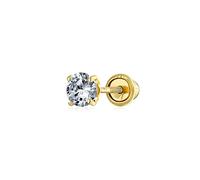 Orecchino A Lobo In Oro Vero 14K Con Solitario In Zircone Cubico Rotondo Semplice E Piccolo Da 0,25 CT Per Donne Uomini E Adolescenti