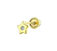 Orecchino A Perno Con Stella Solida In Oro Giallo Reale A Marchio CZ Minimalista 14K Usa Patriottico Rock Star Celestiale Per Eliche Cartilaginee E Lobi Delle Orecchie Delle Donne Adolescenti