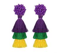 Orecchino a strati con nappe bohémien, leggero, colorato, filo a più livelli lungo, frangia, nappa, pendente, con perline, orecchini a perno da donna, Acrilico, Nessuna pietra preziosa