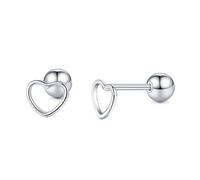 Orecchino Cartilage Donna Chiodo Argento 925 Orecchino Cuori scavati 6 x 5 mm per Festa della Mamma Gioielli, Cœurs évidésPas de pierre précieuse, Argento sterling, Nessuna pietra preziosa
