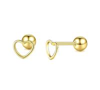 Orecchino Cartilage Donna Chiodo Argento 925 Orecchino Cuori scavati 6 x 5 mm per Festa della Mamma Gioielli, Cœurs évidésPas de pierre précieuse, Argento sterling, Nessuna pietra preziosa