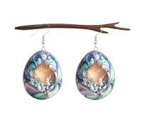 Orecchino Cerchio Earrings Cute Easter Basket Eggs Bunny Earrings Dangle Anime Easter Jewelry For Women Decorations Charm (Blue, One Size)
