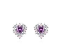 Orecchino Cuore, Chiodo In Argento Sterling 925 Zircone Cubico A Forma Di Cuore