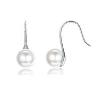 Orecchino da donna, a forma di chio, in oro rosa, argento Sterling S925, con perla 23 x 9 mm, per San Valentino, Argent 925 avec perle de forme ronde, Argento sterling, Perla
