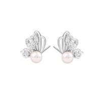 Orecchino da donna, con chiodo in argento 925, con perle a farfalla, per San Valentino, gioielli, Argent, Argento sterling, Perla