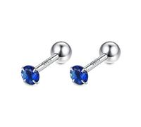 Orecchino da donna, con chiodo per le orecchie, in argento 925, bianco con zirconia cubica, cerchi geometrici 4 x 14 mm, per la festa della mamma, Cercles géométriques, zircone cubique, forme ronde