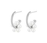 Orecchino da matrimonio, con ciondolo placcato in argento perla, 30 x 13 mm, per donna, festa del papà, gioielli, Perle de forme ronde, Rame, Perla