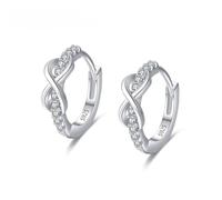 Orecchino da matrimonio, orecchini a cerchio in argento da donna, vintage, argento Sterling S925, con zirconia cubica, amore infinito, 13 x 13,5 mm, per festa della mamma