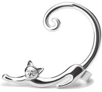 Orecchino dell'animale domestico del gatto di stile punk con l'orecchino della vite prigioniera dell'animale della roccia del polsino dell'orecchio per le donne Orecchini dei gioielli neri dell'argent