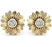 Orecchino di Girasole Orecchini intarsiati di Gioielli Orecchini a Bottone placcati in Oro con Fiore, Dorato Convenient And Clever