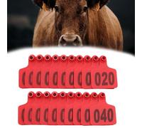 Orecchino di identificazione per bestiame, Marchi auricolari for bestiame con numeri 001-500 Dimensioni multiple multicolori(Red 6 * 7.5cm,001 100)