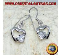 Orecchino in argento 925 ‰ con cuore in Zircone nel cuore d'argento