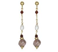 Orecchino in argento 925 placcato oro con pietre dure: labradorite, perle naturali e zirconi